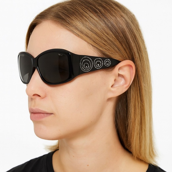Chopard Rectangle Black Sunglasses Polka Dot Crystals RARE main image 8